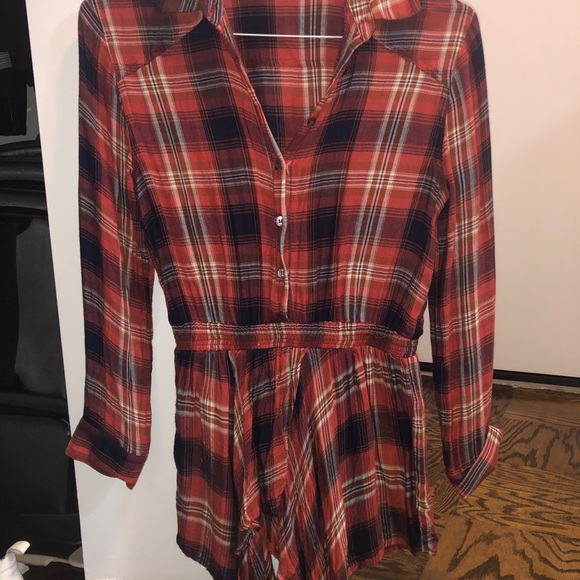 Blue Life Red Plaid Romper - Picture 2 of 5